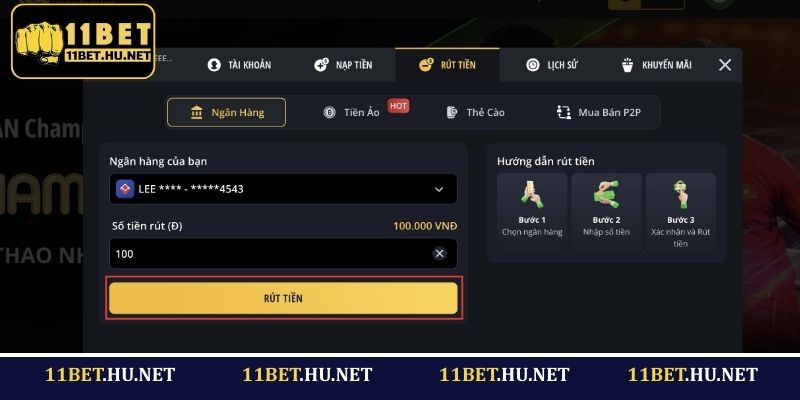 Xác nhận rút tiền để hoàn tất lệnh chuyển quỹ